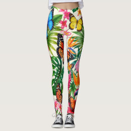 Tropiskt Fjärilsmönster Leggings