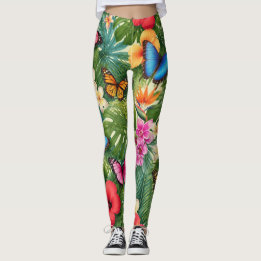 Tropiskt Fjärilsmönster Leggings