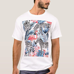 Tropiskt flair: Flamingo Zebra Paradise T Shirt