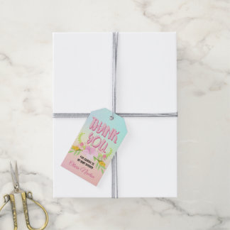 Tropiskt Flamingo Baby Shower-Tack Presentetikett
