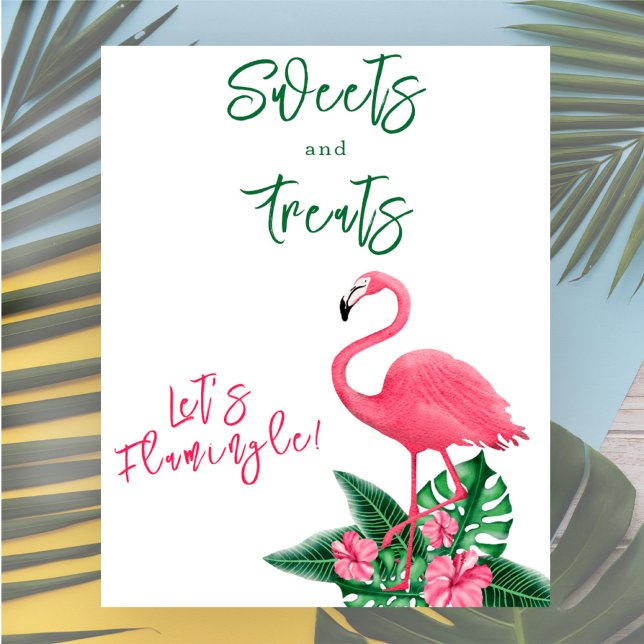Tropiskt flamingo babydusch Söter och behandlar Poster (Skapare uppladdad)