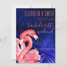 Tropiskt Flamingo BACHELORETTE HELG Rosa Blue Inbjudningar