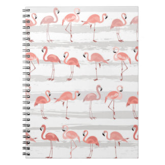 Tropiskt Flamingo Blue Rand Mönster Anteckningsbok
