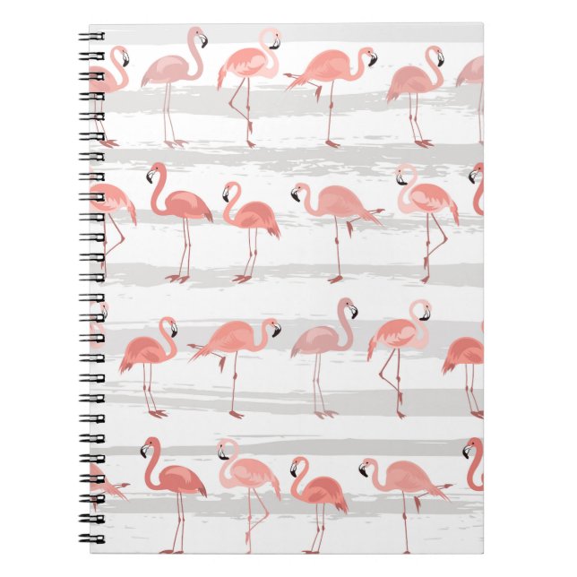 Tropiskt Flamingo Blue Rand Mönster Anteckningsbok (Framsidan)