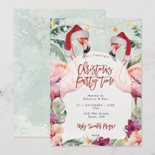 Tropiskt flamingo-julfestinbjudan inbjudningar