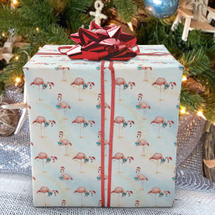 Tropiskt Flamingo-julstrupe Presentpapper