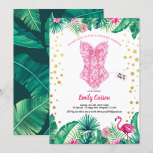 Tropiskt flamingo lingerie dusch brudens sida inbjudningar