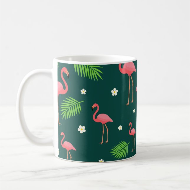 Tropiskt Flamingo Mönster Kaffemugg (Vänster)