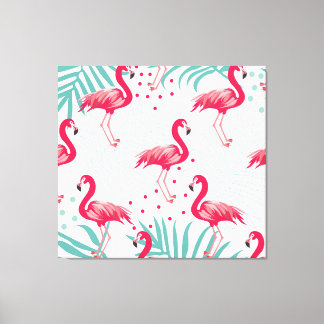 Tropiskt flamingo och löv, sommaren mönster. canvastryck