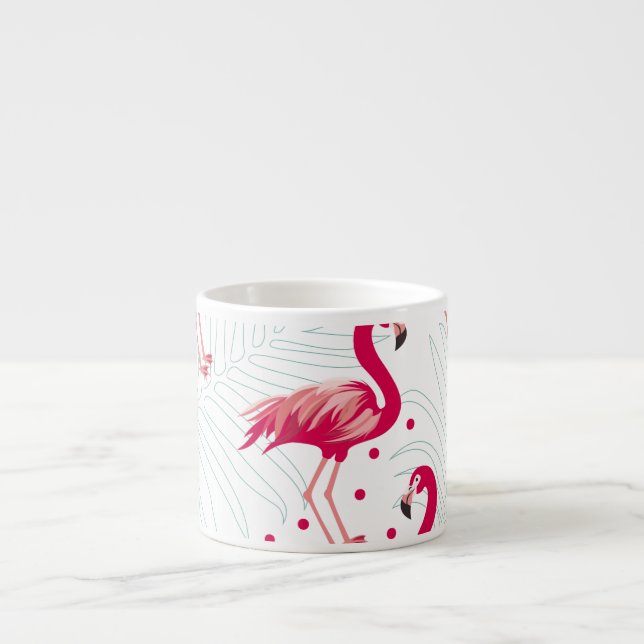 Tropiskt flamingo och löv, sommaren mönster. espressomugg (Framsidan)