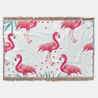 Tropiskt flamingo och löv, sommaren mönster. filt