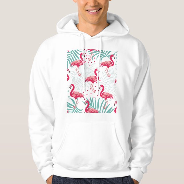 Tropiskt flamingo och löv, sommaren mönster. hoodie (Framsida)