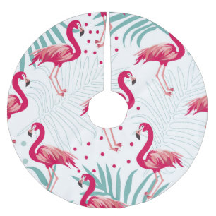 Tropiskt flamingo och löv, sommaren mönster. julgransmatta borstad polyester