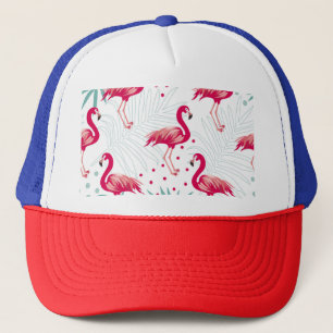 Tropiskt flamingo och löv, sommaren mönster. keps