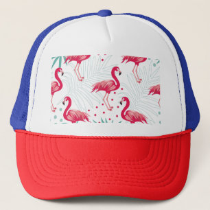 Tropiskt flamingo och löv, sommaren mönster. keps