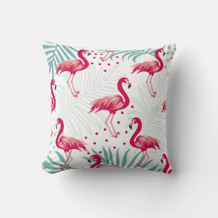 Tropiskt flamingo och löv, sommaren mönster. kudde