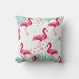 Tropiskt flamingo och löv, sommaren mönster. kudde