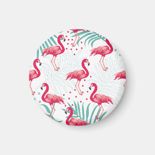 Tropiskt flamingo och löv, sommaren mönster. magnet