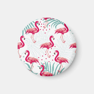 Tropiskt flamingo och löv, sommaren mönster. magnet