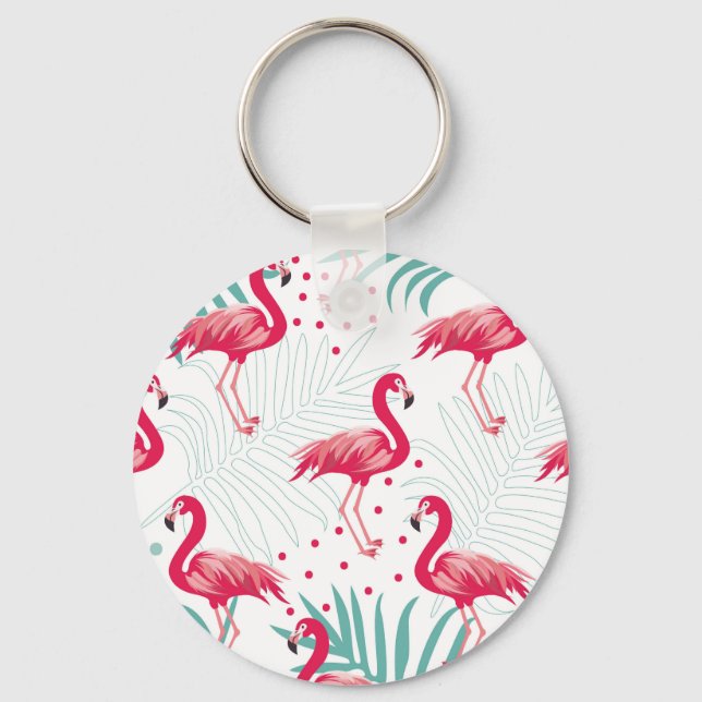 Tropiskt flamingo och löv, sommaren mönster. nyckelring (Framsida)