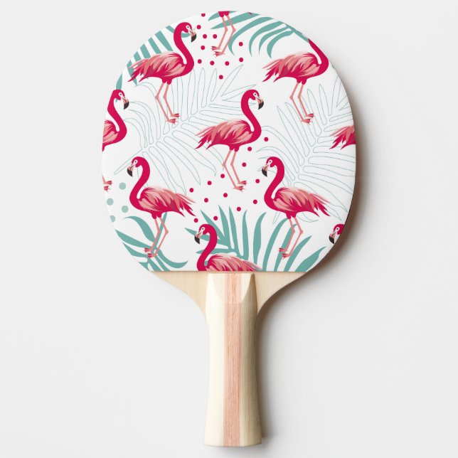 Tropiskt flamingo och löv, sommaren mönster. pingisracket (Framsidan)