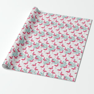 Tropiskt flamingo och löv, sommaren mönster. presentpapper