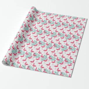 Tropiskt flamingo och löv, sommaren mönster. presentpapper