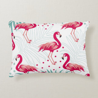 Tropiskt flamingo och löv, sommaren mönster. prydnadskudde