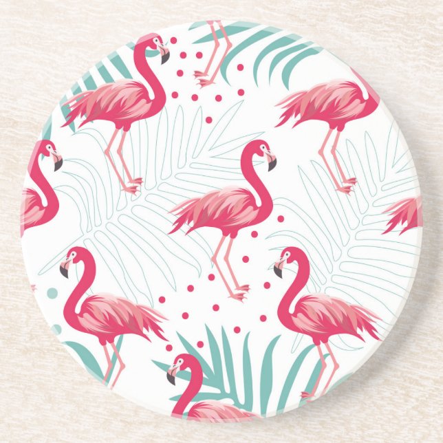 Tropiskt flamingo och löv, sommaren mönster. underlägg (Framsidan)