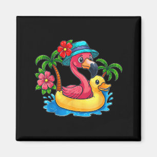 Tropiskt Flamingo Palmträd Strand Solnedgång Somma Magnet