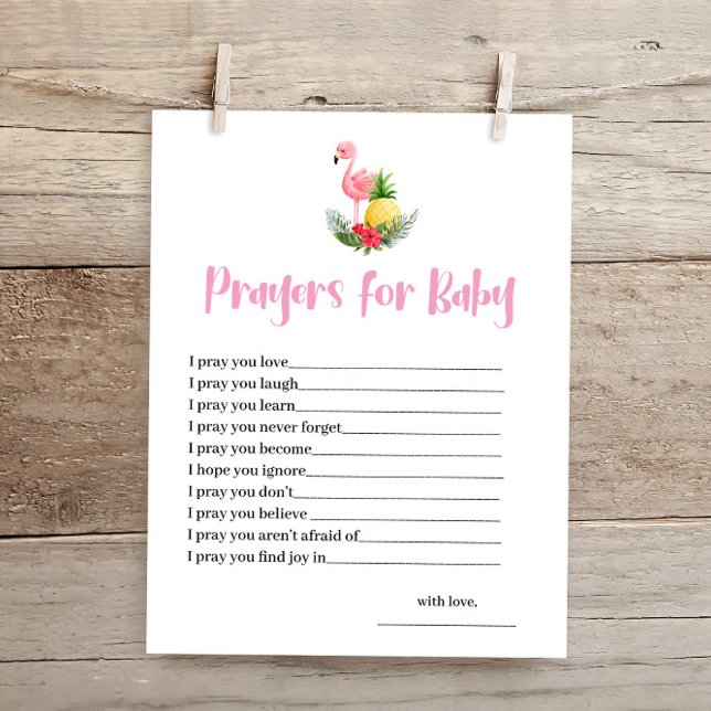 Tropiskt Flamingo Prayers for Baby Shower Card (Skapare uppladdad)