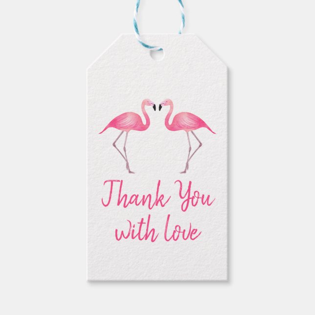 Tropiskt Flamingo Rosa Tack Wedding Favor Presentetikett (Framsidan)