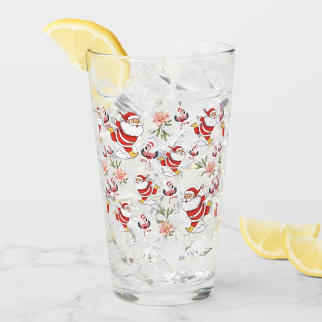 Tropiskt Flamingo Santa Mönster, jultomten Glaskopp (Framsida Ice)