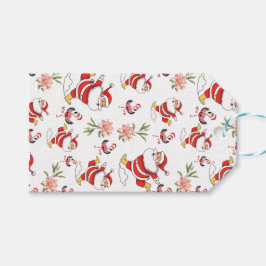 Tropiskt Flamingo Santa Mönster, jultomten Presentetikett