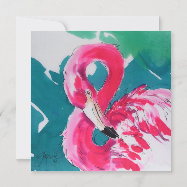 Tropiskt Flamingo Shock rosa-kort för Inbjudan (Framsida)