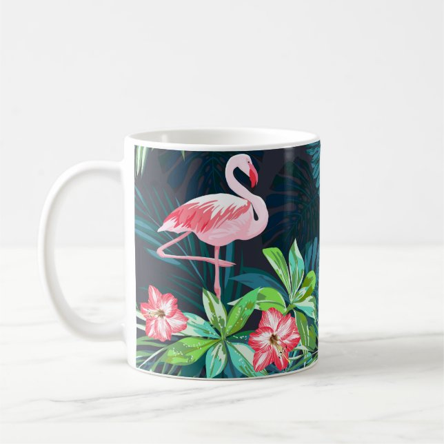 Tropiskt flamingo: sommarblommor Mönster Kaffemugg (Vänster)