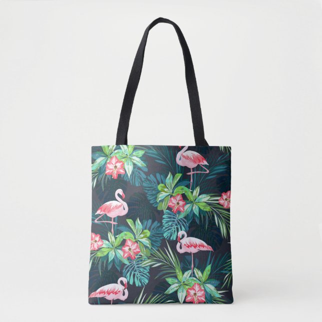 Tropiskt flamingo: sommarblommor Mönster Tygkasse (Framsida)
