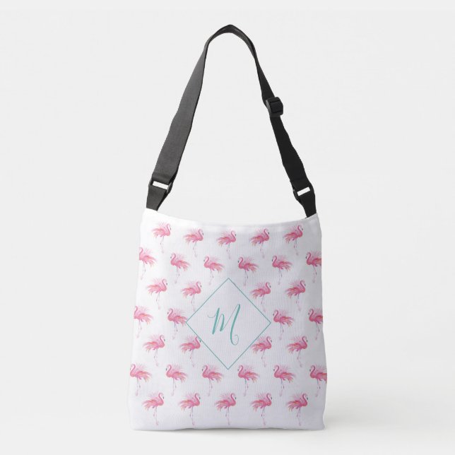 Tropiskt Flamingo Tote bags Monogram Axelväska (Framsida)