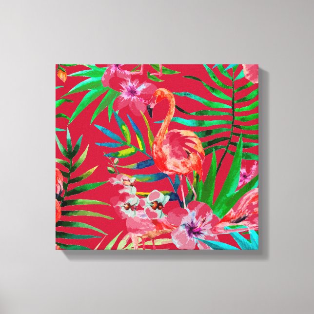 Tropiskt flamingokonst canvastryck (Framsida)