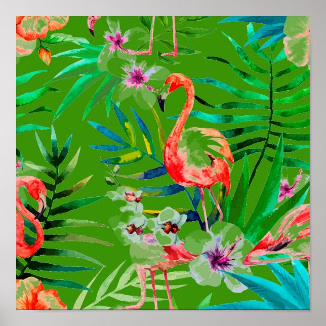 Tropiskt flamingokonst poster (Framsidan)