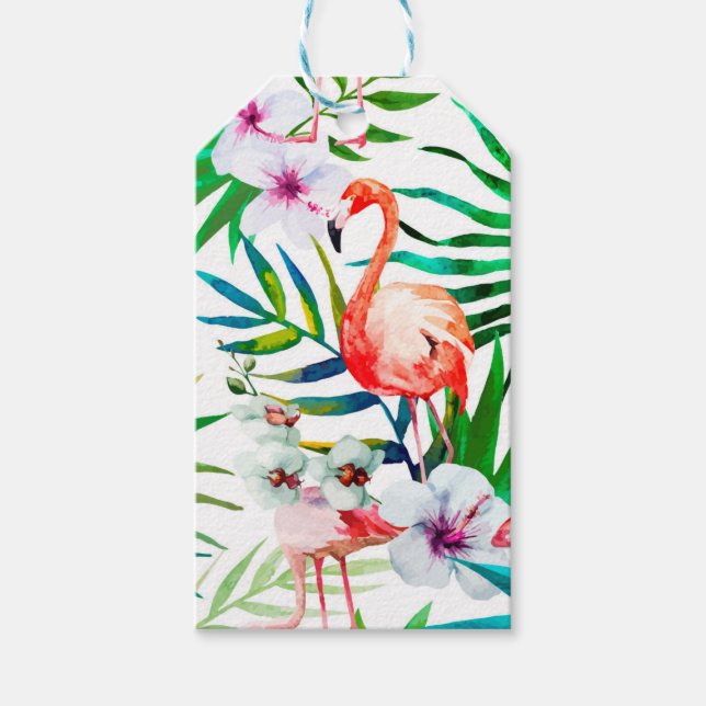 Tropiskt flamingokonst presentetikett (Framsidan)