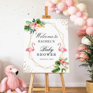 Tropiskt flamingos Twin Girls Babylduschskylt Poster