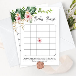 Tropiskt flickduschduschspel med babydusch, bingo-