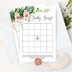 Tropiskt flickduschduschspel med babydusch, bingo-