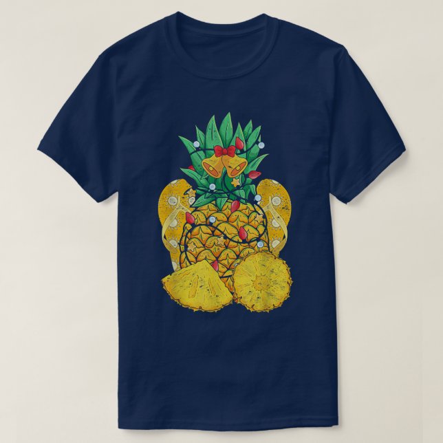 Tropiskt Flinflip flops Pineapple Julafton Ljus Ch T Shirt (Design framsida)