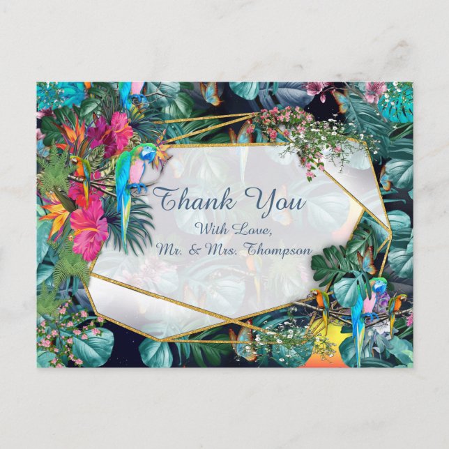 Tropiskt Flora Paradis & Fåglar Vykort (Framsida)