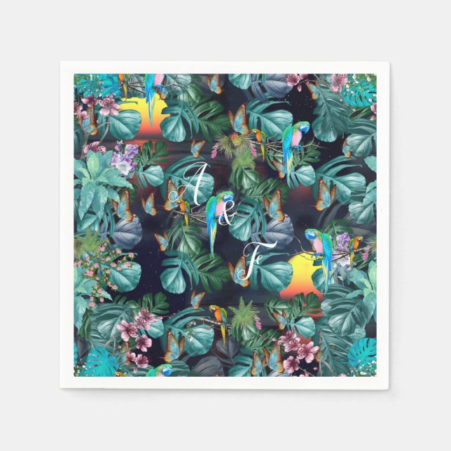 Tropiskt Floraparadis vid solnedgång  Pappersservett (Framsidan)