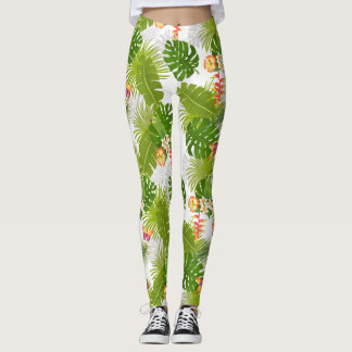 Tropiskt flytande sommarvita leggings