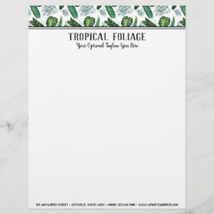 Tropiskt Foliage Handflatan Lövs & Greenery Waterc Brevhuvud