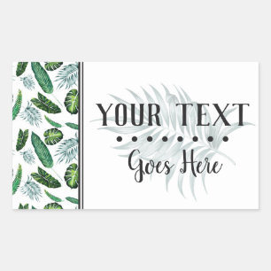 Tropiskt Foliage Handflatan Lövs & Greenery Waterc Rektangulärt Klistermärke
